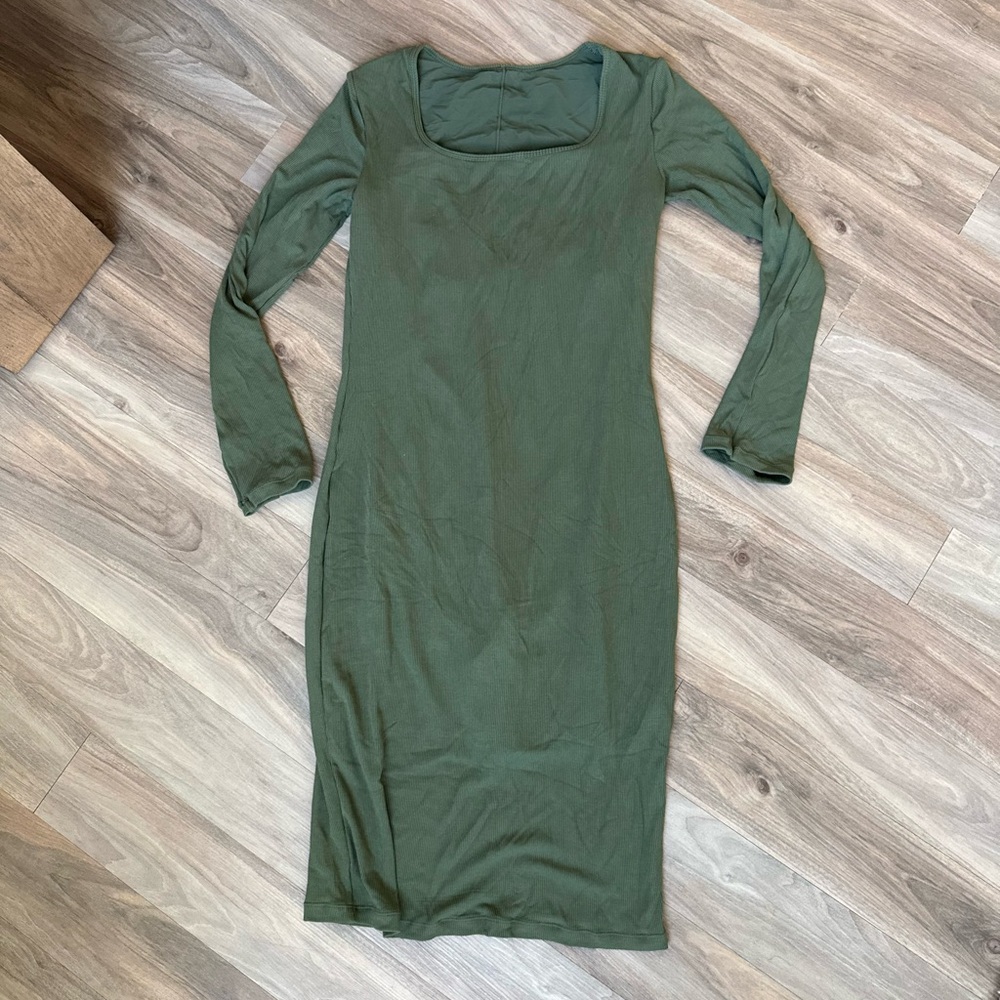 Popilush Women’s Square Neck Long Sleeve Maxi Built-In-Shapewear Dress XXL